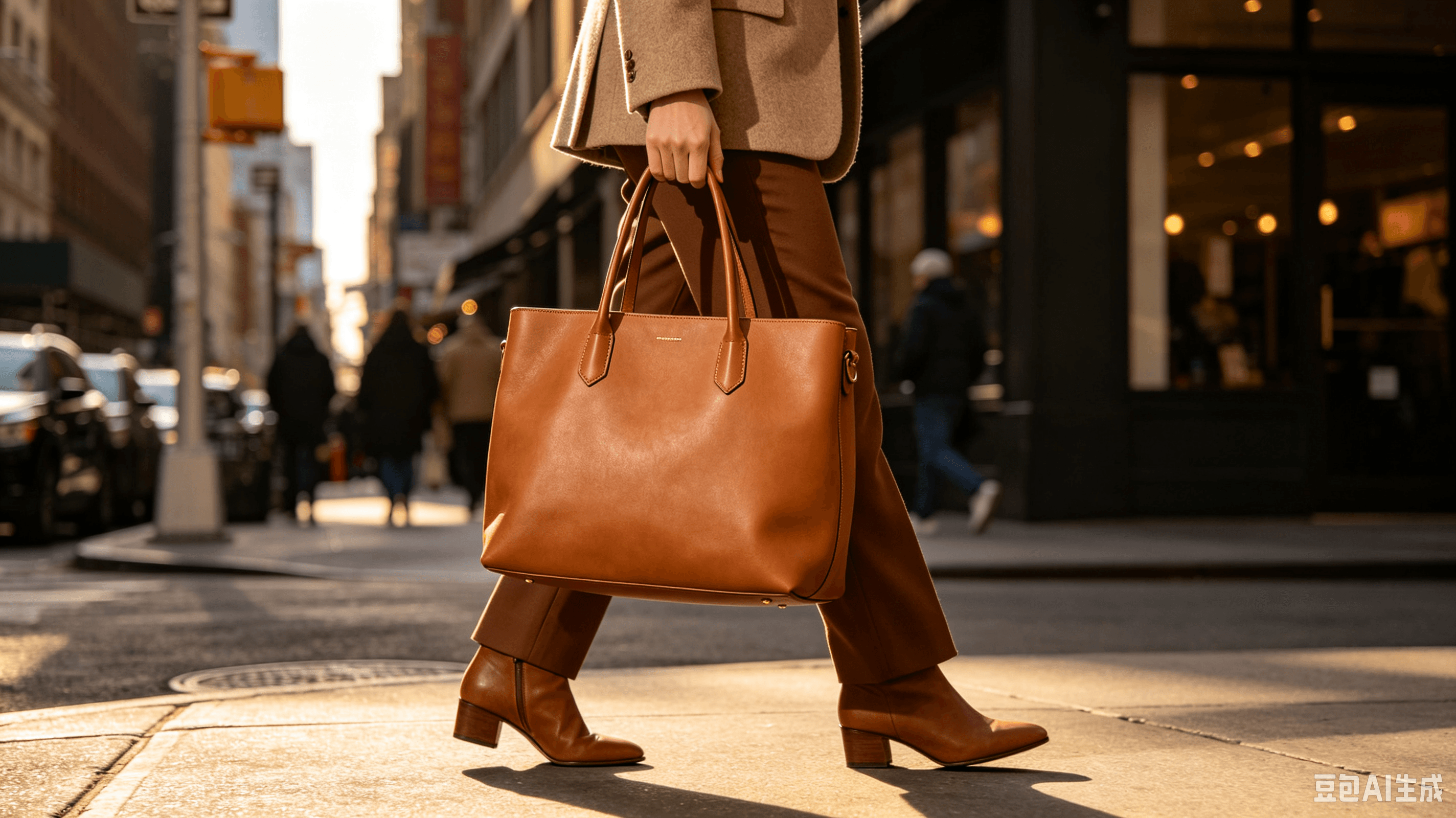 Handcrafted leather tote in daily use